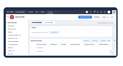 Associer un même contact principal à plusieurs comptes de CRM à Books
