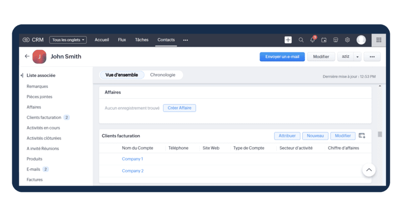 Associer un même contact principal à plusieurs comptes de CRM à Books Associer un même contact principal à plusieurs comptes de CRM à Books