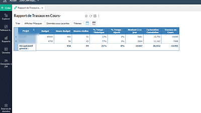 Rapport de travaux en cours